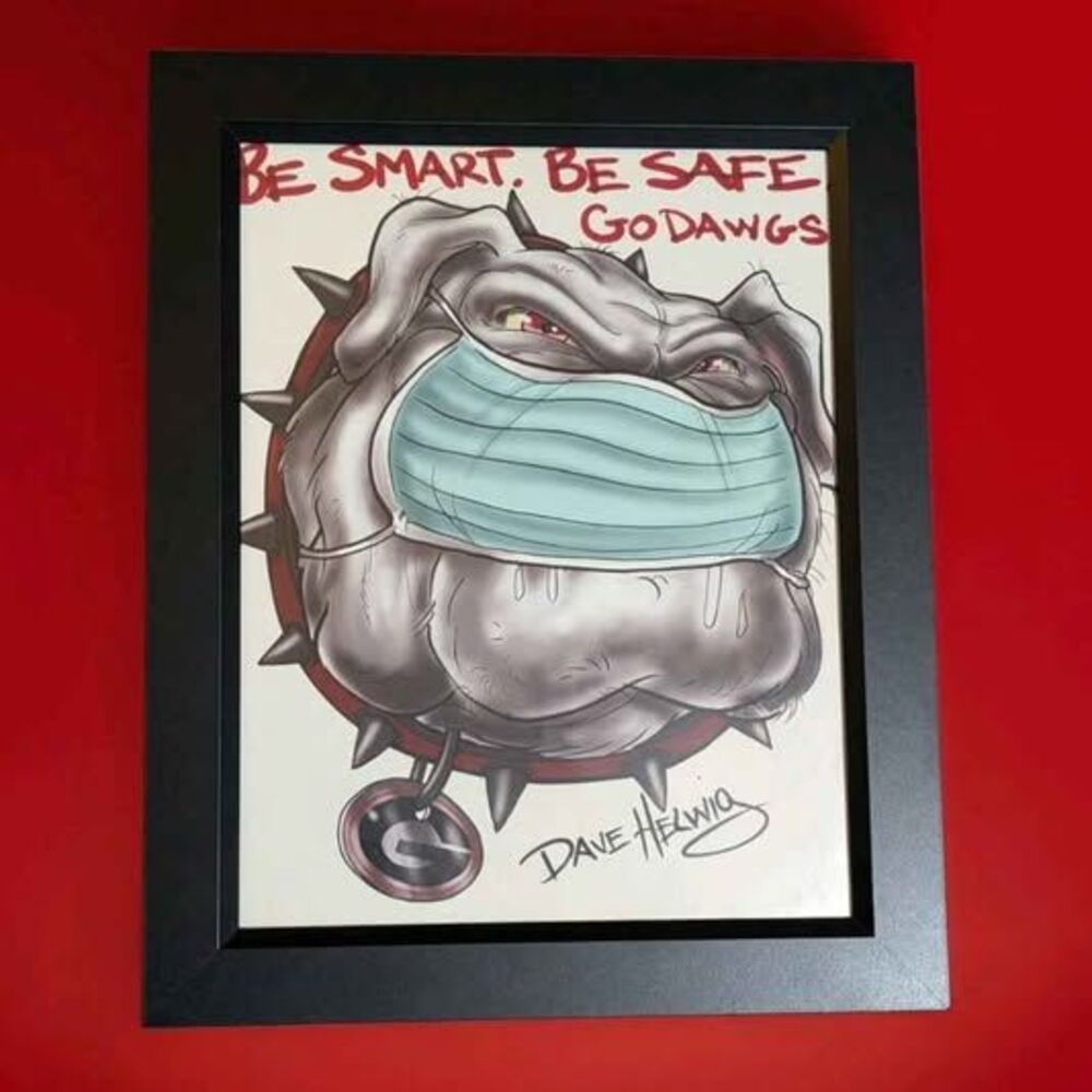 Dave Helwig Georgia Bulldogs Framed Art Print - Be Smart Be Safe Go Dawgs